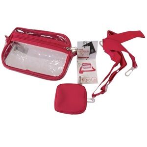 NWT LIVE IN STYLE Clear Crossbody Bag Pink Adjustable Strap Detachable Zip Pouch